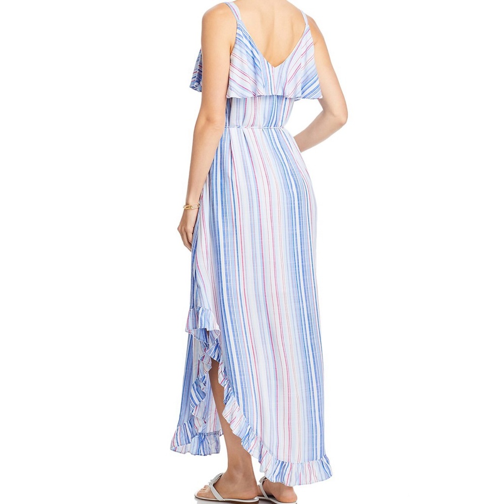 Tommy Bahama Seaside Escape Striped Maxi Dress Ruffle Hem Pockets XS - Picture 4 of 9